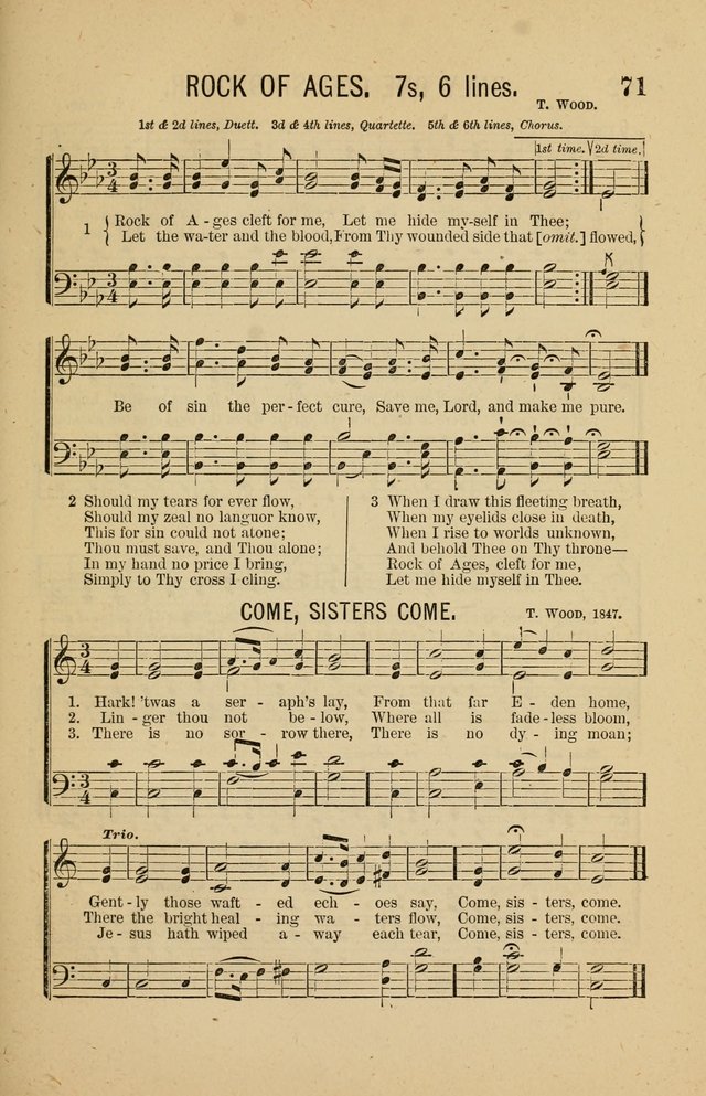 The Heavenly Choir: a collection of hymns and tunes for all occasions of worship, congregational, church, prayer, praise, choir, Sunday school, and social meeings page 71