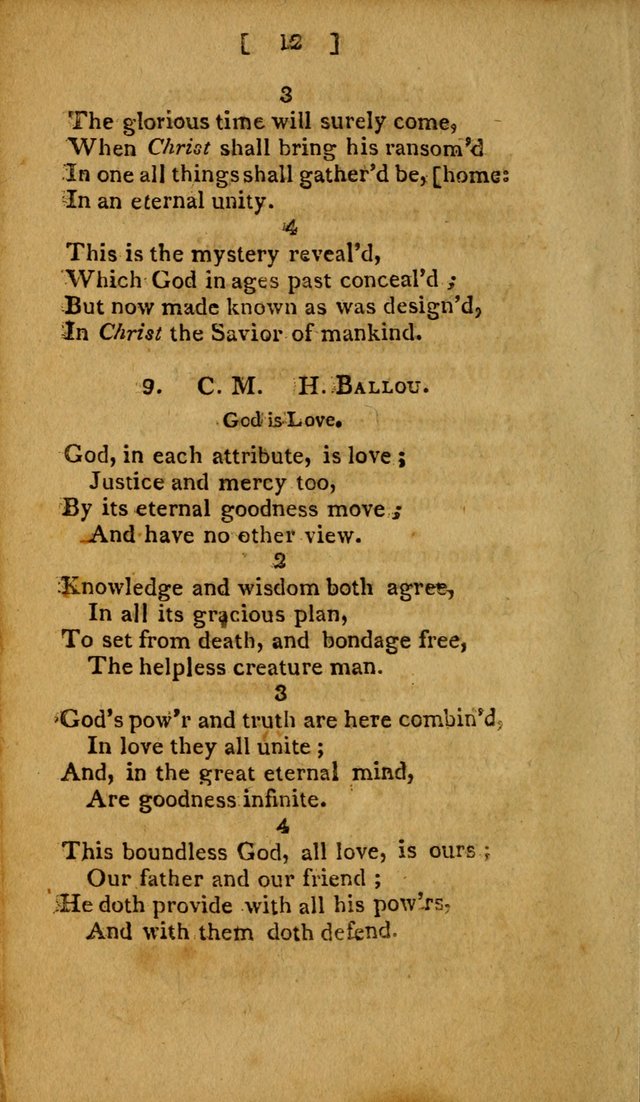 Hymns, Composed by Different Authors, at the Request of the General        Convention of Universalists. 2nd ed. page 12