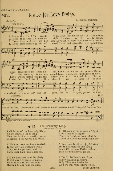 Hymns of the Christian Life: for the sanctuary, Sunday schools, prayer meetings, mission work and revival services page 279