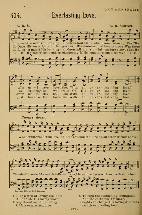 Hymns of the Christian Life: for the sanctuary, Sunday schools, prayer meetings, mission work and revival services page 280
