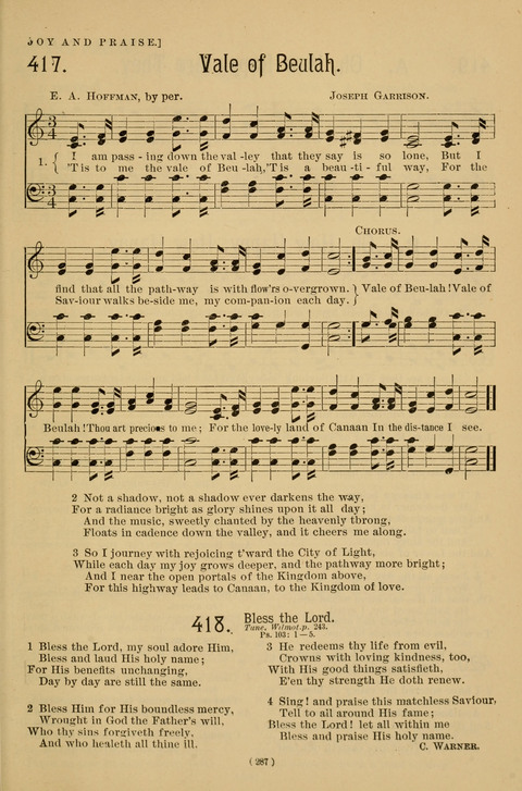Hymns of the Christian Life: for the sanctuary, Sunday schools, prayer meetings, mission work and revival services page 287