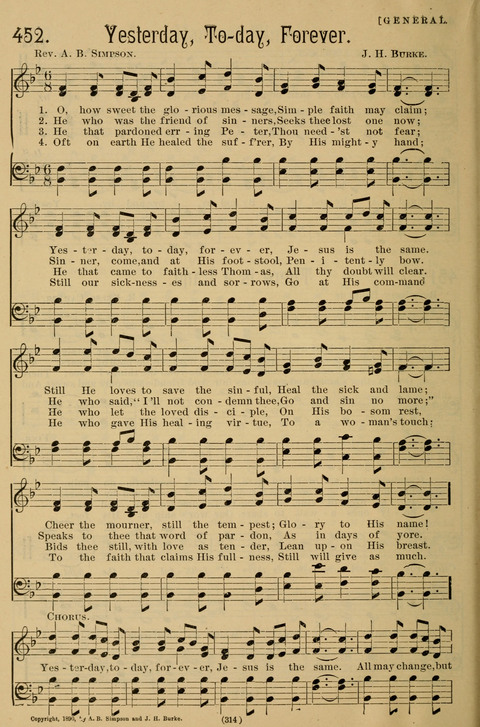 Hymns of the Christian Life: for the sanctuary, Sunday schools, prayer meetings, mission work and revival services page 314