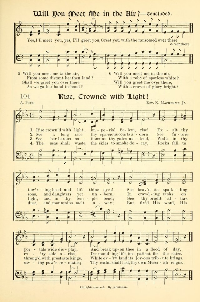 Hymns of the Christian Life. No. 3: for church worship, conventions, evangelistic services, prayer meetings, missionary meetings, revival services, rescue mission work and Sunday schools page 105