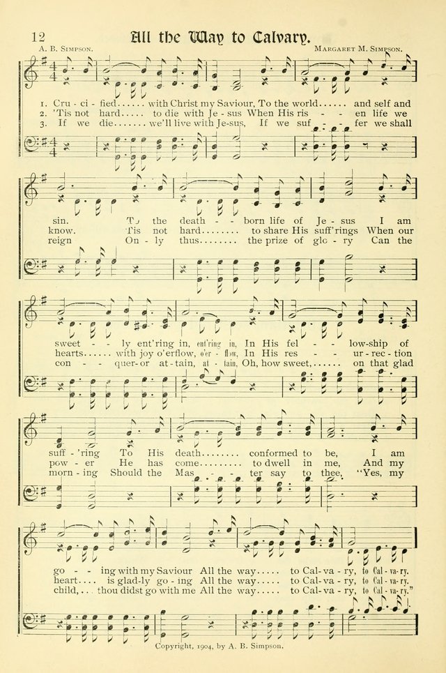 Hymns of the Christian Life. No. 3: for church worship, conventions, evangelistic services, prayer meetings, missionary meetings, revival services, rescue mission work and Sunday schools page 12