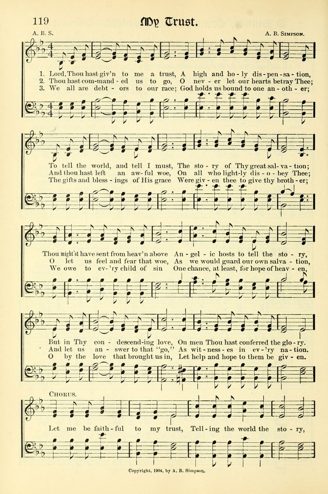 Hymns of the Christian Life. No. 3: for church worship, conventions, evangelistic services, prayer meetings, missionary meetings, revival services, rescue mission work and Sunday schools page 120