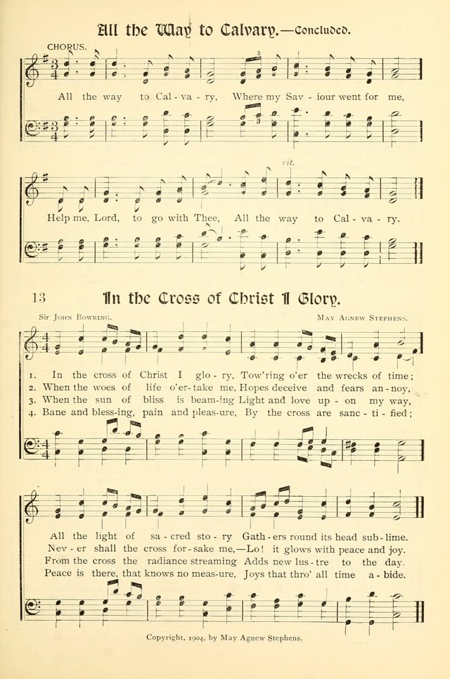 Hymns of the Christian Life. No. 3: for church worship, conventions, evangelistic services, prayer meetings, missionary meetings, revival services, rescue mission work and Sunday schools page 13