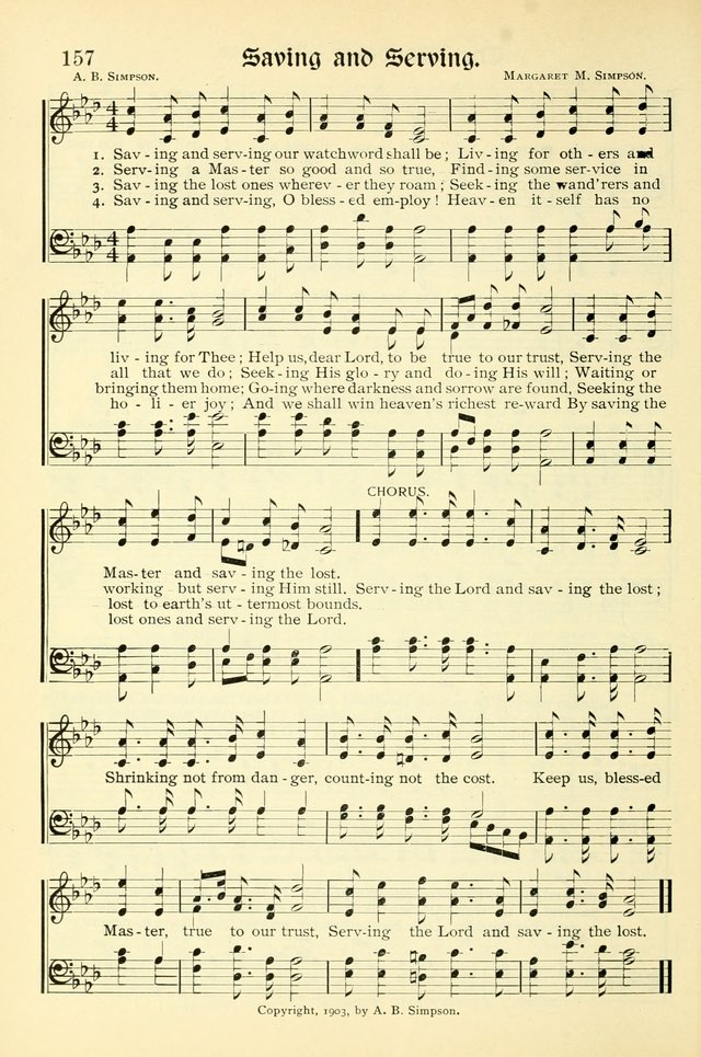 Hymns of the Christian Life. No. 3: for church worship, conventions, evangelistic services, prayer meetings, missionary meetings, revival services, rescue mission work and Sunday schools page 158