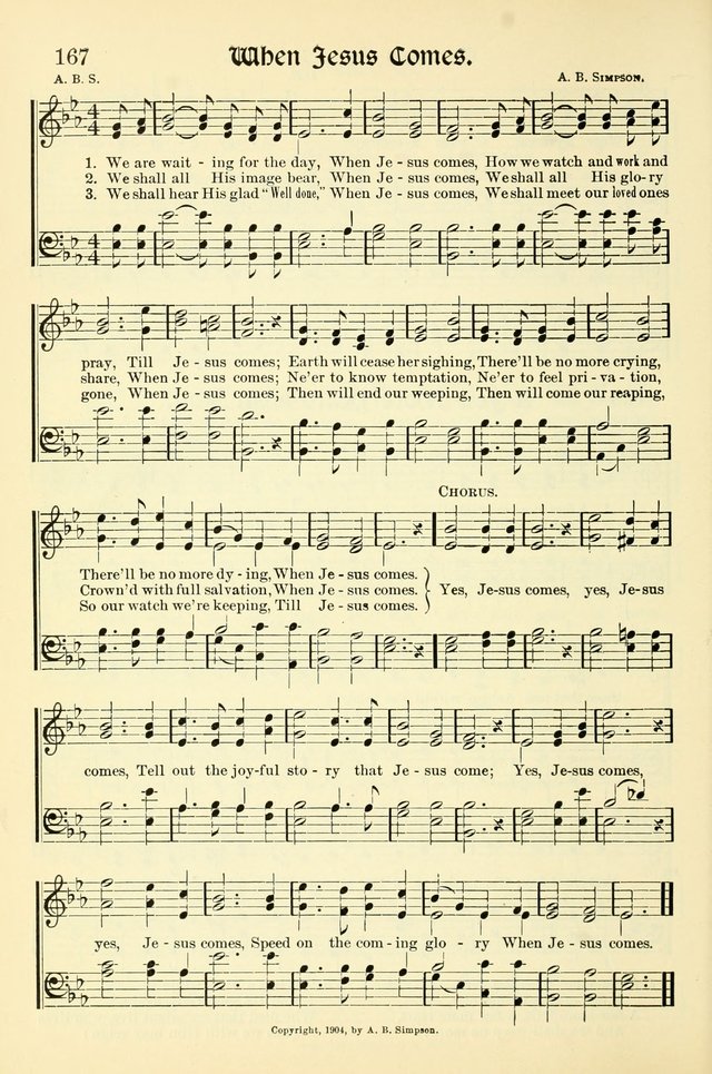 Hymns of the Christian Life. No. 3: for church worship, conventions, evangelistic services, prayer meetings, missionary meetings, revival services, rescue mission work and Sunday schools page 168