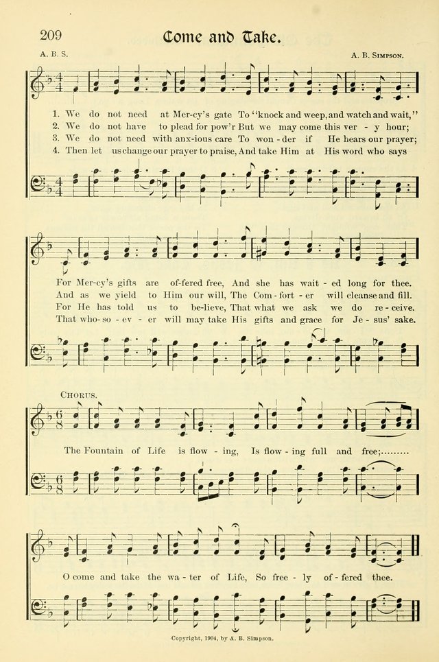 Hymns of the Christian Life. No. 3: for church worship, conventions, evangelistic services, prayer meetings, missionary meetings, revival services, rescue mission work and Sunday schools page 210