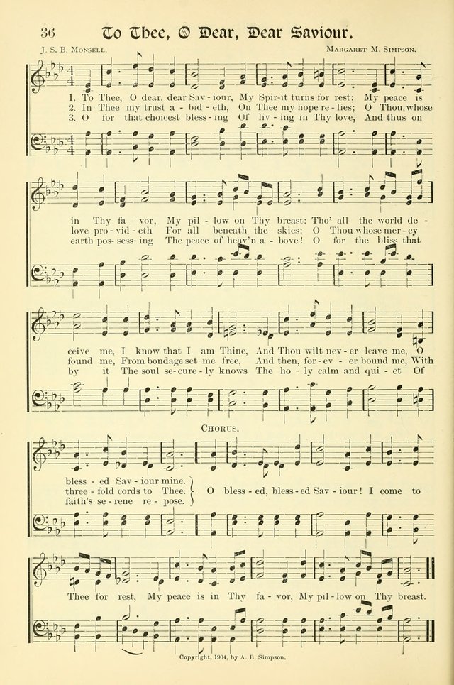 Hymns of the Christian Life. No. 3: for church worship, conventions, evangelistic services, prayer meetings, missionary meetings, revival services, rescue mission work and Sunday schools page 36