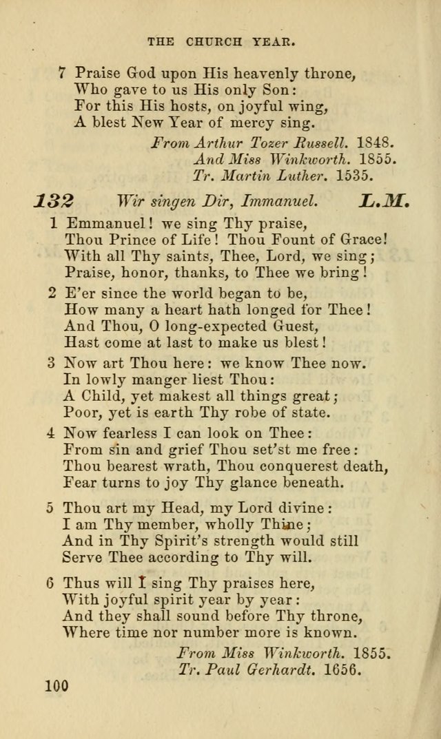 Hymns for the use of the Evangelical Lutheran Church, by the Authority of the Ministerium of Pennsylvania page 100