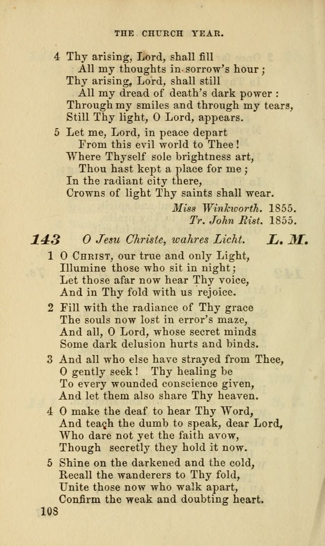 Hymns for the use of the Evangelical Lutheran Church, by the Authority of the Ministerium of Pennsylvania page 108