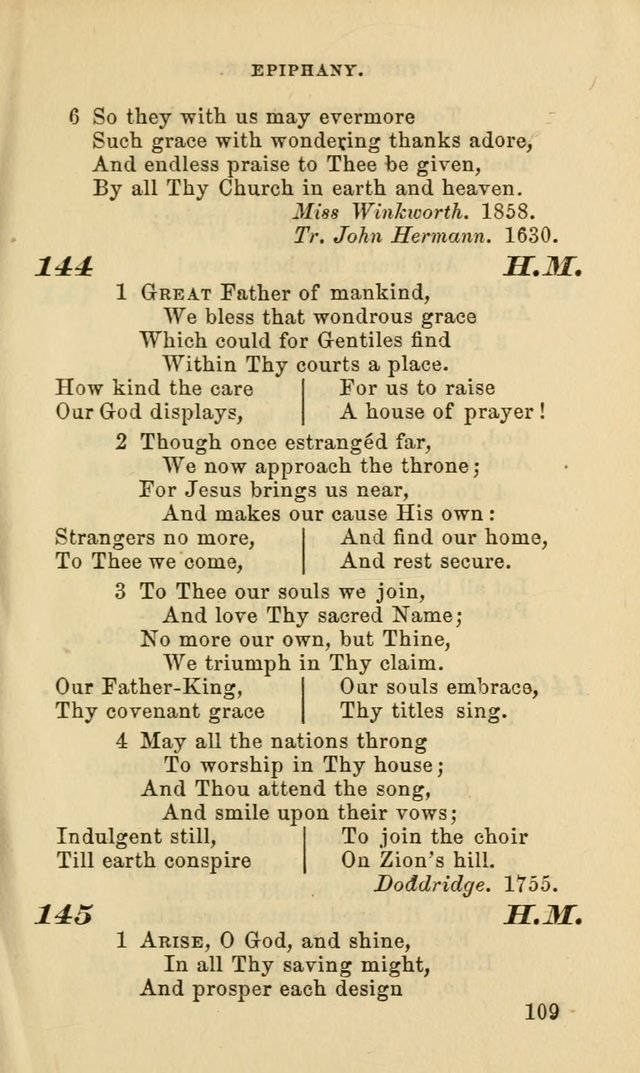Hymns for the use of the Evangelical Lutheran Church, by the Authority of the Ministerium of Pennsylvania page 109