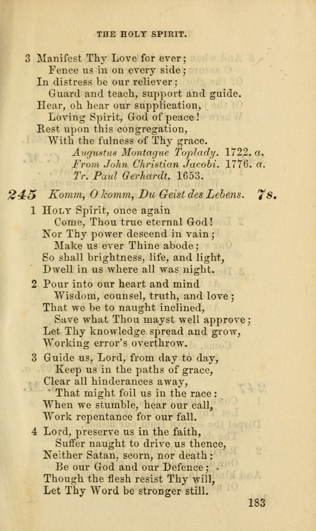Hymns for the use of the Evangelical Lutheran Church, by the Authority of the Ministerium of Pennsylvania page 183