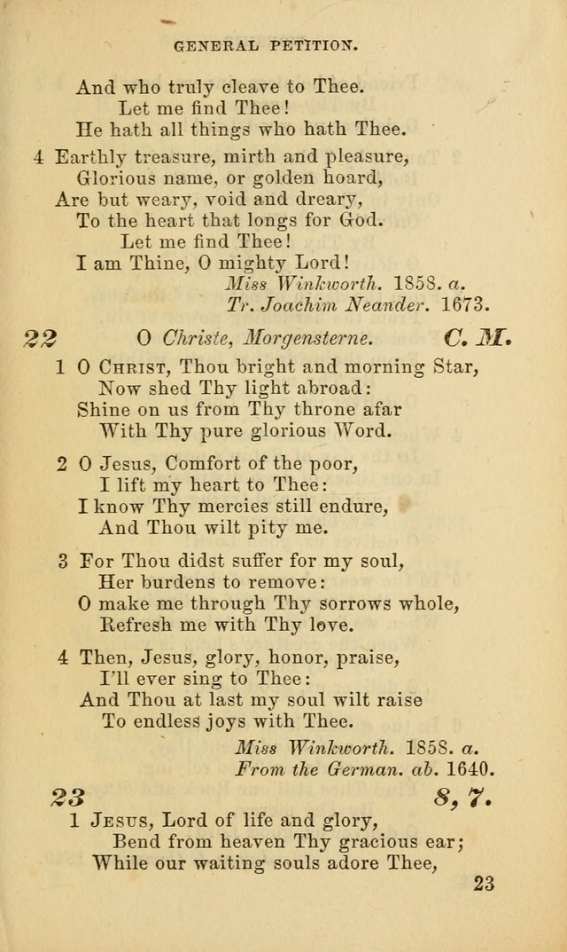 Hymns for the use of the Evangelical Lutheran Church, by the Authority of the Ministerium of Pennsylvania page 23