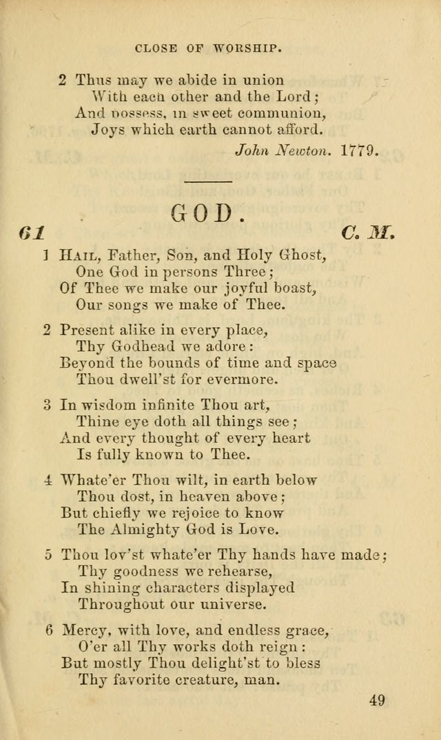 Hymns for the use of the Evangelical Lutheran Church, by the Authority of the Ministerium of Pennsylvania page 49