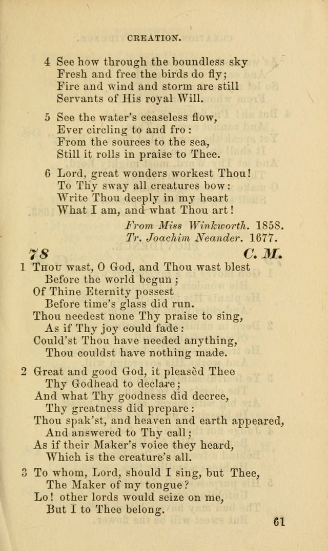 Hymns for the use of the Evangelical Lutheran Church, by the Authority of the Ministerium of Pennsylvania page 61