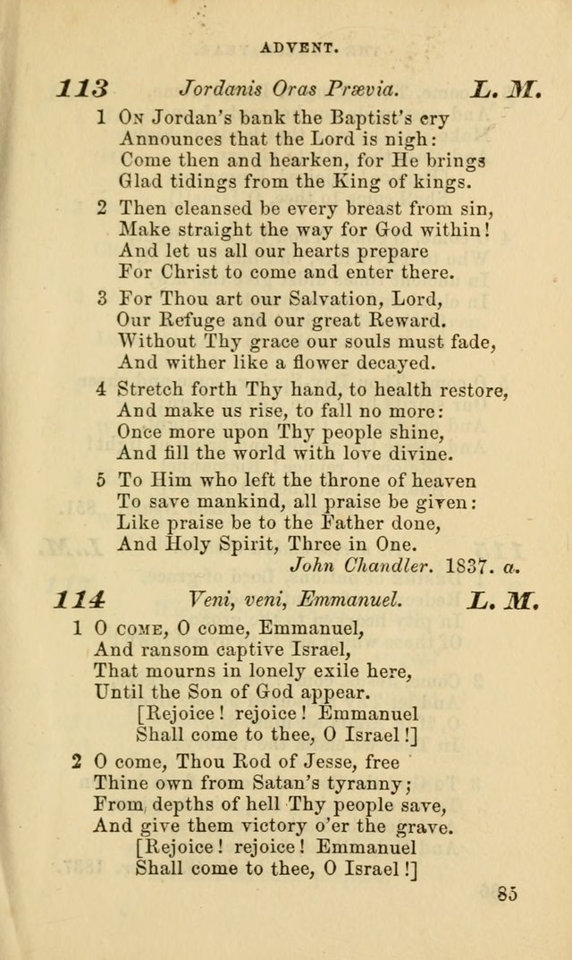 Hymns for the use of the Evangelical Lutheran Church, by the Authority of the Ministerium of Pennsylvania page 85