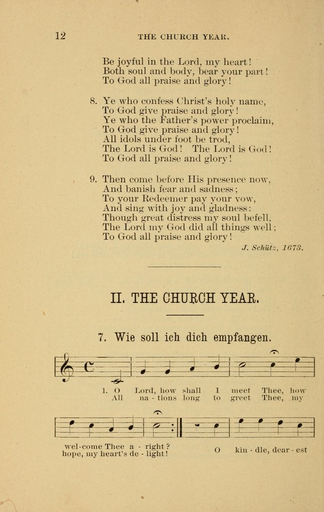 Hymns of the Evangelical Lutheran Church: for the use of English Lutheran Missions page 12