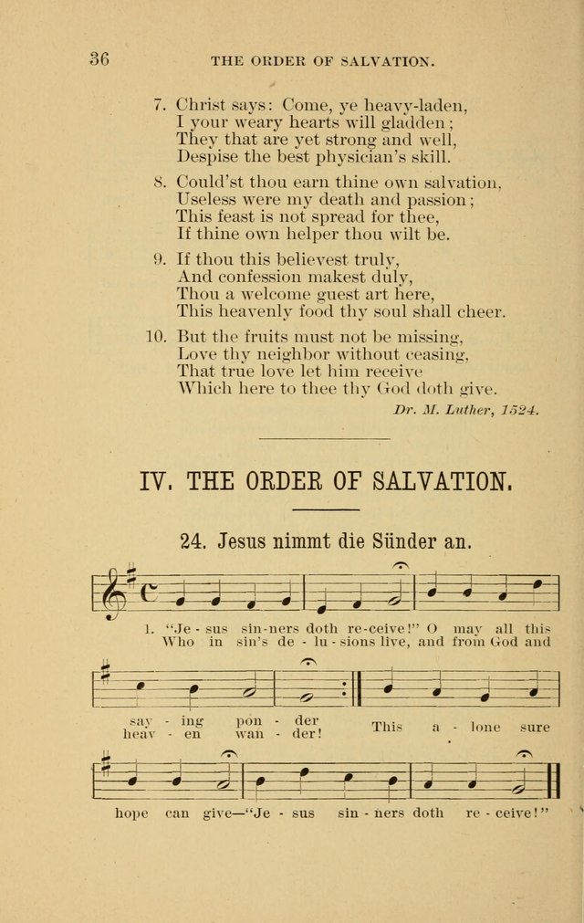 Hymns of the Evangelical Lutheran Church: for the use of English Lutheran Missions page 36
