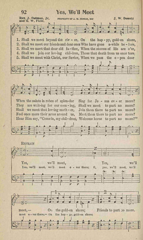 Home Gospel Songs: A Collectioni of Gospel Songs for Church, Sunday School, Evangelistic Meetings and All Relgious Gatherings page 92