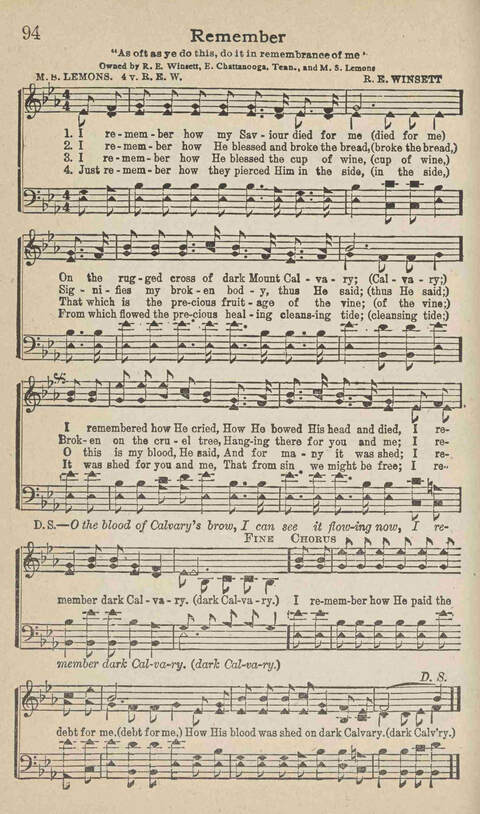 Home Gospel Songs: A Collectioni of Gospel Songs for Church, Sunday School, Evangelistic Meetings and All Relgious Gatherings page 94