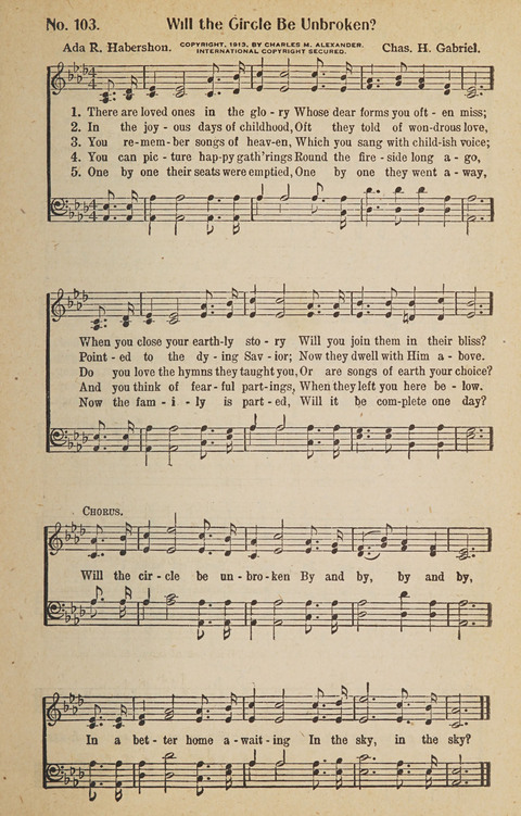 Hosanna in the Highest: a choice selection of beautiful gospel songs for the Sunday school, church, the home, and evangelistic services page 103