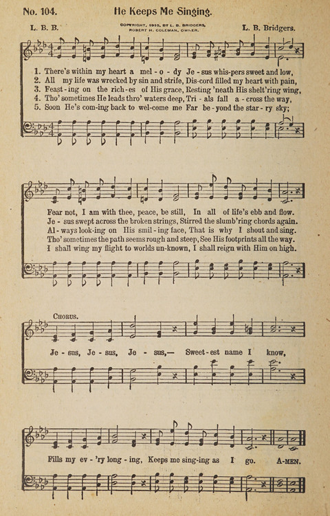 Hosanna in the Highest: a choice selection of beautiful gospel songs for the Sunday school, church, the home, and evangelistic services page 104