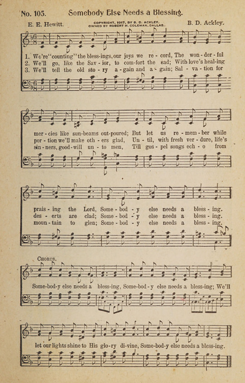 Hosanna in the Highest: a choice selection of beautiful gospel songs for the Sunday school, church, the home, and evangelistic services page 105
