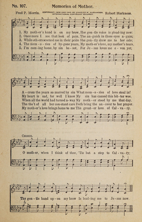 Hosanna in the Highest: a choice selection of beautiful gospel songs for the Sunday school, church, the home, and evangelistic services page 107