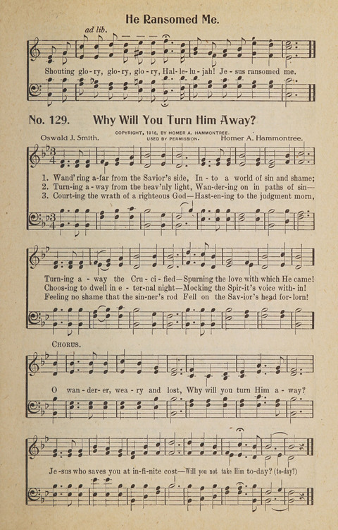 Hosanna in the Highest: a choice selection of beautiful gospel songs for the Sunday school, church, the home, and evangelistic services page 129