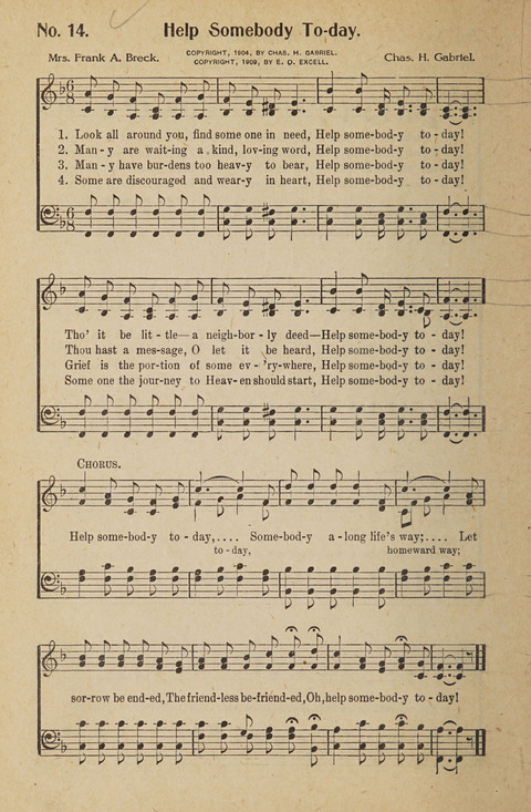 Hosanna in the Highest: a choice selection of beautiful gospel songs for the Sunday school, church, the home, and evangelistic services page 14