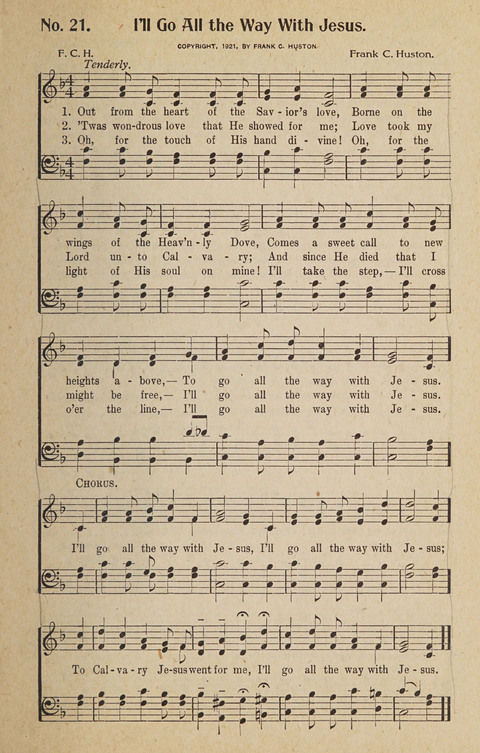 Hosanna in the Highest: a choice selection of beautiful gospel songs for the Sunday school, church, the home, and evangelistic services page 21