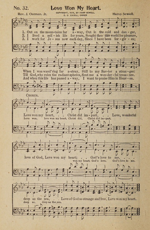 Hosanna in the Highest: a choice selection of beautiful gospel songs for the Sunday school, church, the home, and evangelistic services page 32