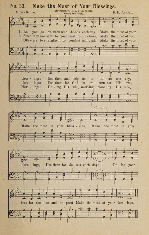 Hosanna in the Highest: a choice selection of beautiful gospel songs for the Sunday school, church, the home, and evangelistic services page 33