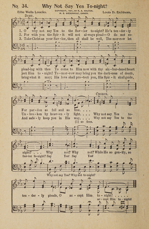 Hosanna in the Highest: a choice selection of beautiful gospel songs for the Sunday school, church, the home, and evangelistic services page 34