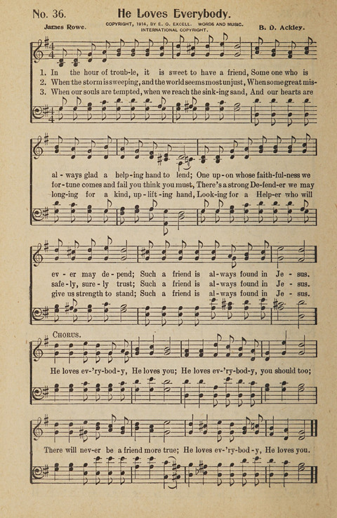 Hosanna in the Highest: a choice selection of beautiful gospel songs for the Sunday school, church, the home, and evangelistic services page 36