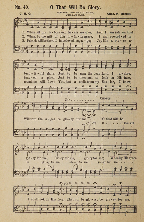 Hosanna in the Highest: a choice selection of beautiful gospel songs for the Sunday school, church, the home, and evangelistic services page 40