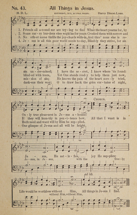 Hosanna in the Highest: a choice selection of beautiful gospel songs for the Sunday school, church, the home, and evangelistic services page 43