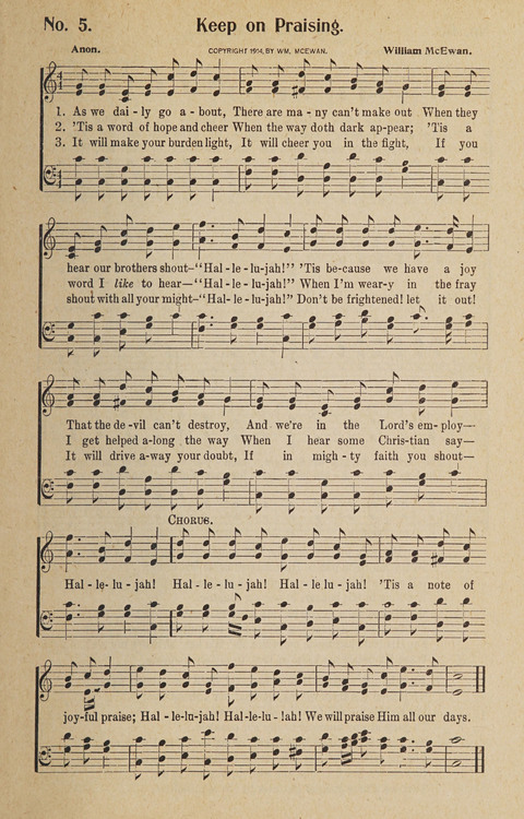 Hosanna in the Highest: a choice selection of beautiful gospel songs for the Sunday school, church, the home, and evangelistic services page 5