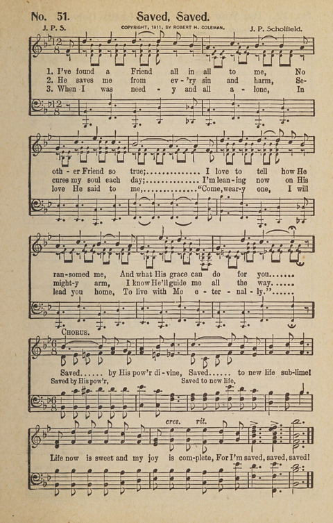 Hosanna in the Highest: a choice selection of beautiful gospel songs for the Sunday school, church, the home, and evangelistic services page 51