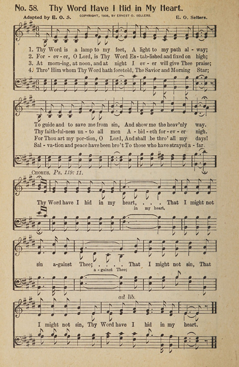 Hosanna in the Highest: a choice selection of beautiful gospel songs for the Sunday school, church, the home, and evangelistic services page 58