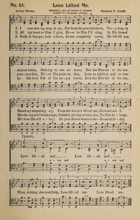 Hosanna in the Highest: a choice selection of beautiful gospel songs for the Sunday school, church, the home, and evangelistic services page 61