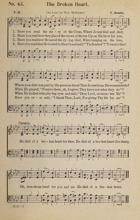 Hosanna in the Highest: a choice selection of beautiful gospel songs for the Sunday school, church, the home, and evangelistic services page 63