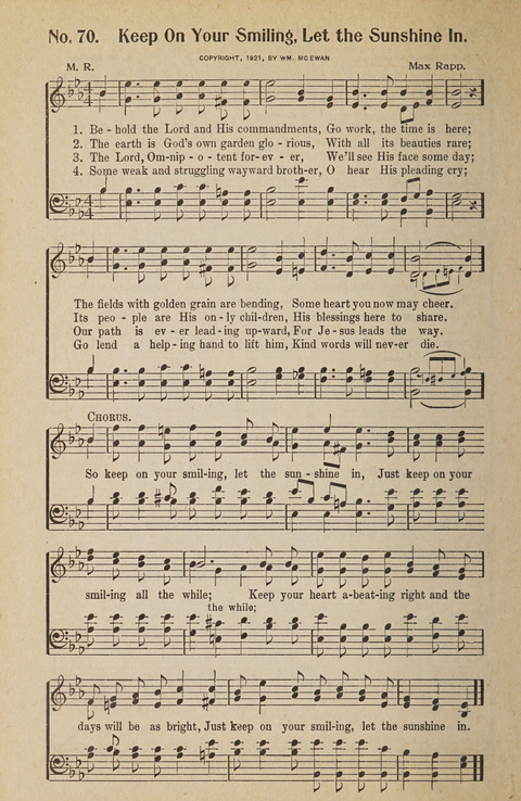 Hosanna in the Highest: a choice selection of beautiful gospel songs for the Sunday school, church, the home, and evangelistic services page 70