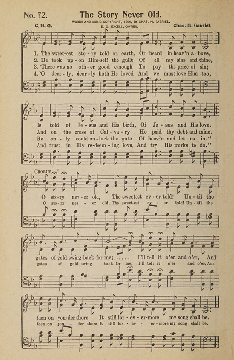 Hosanna in the Highest: a choice selection of beautiful gospel songs for the Sunday school, church, the home, and evangelistic services page 72