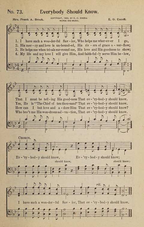 Hosanna in the Highest: a choice selection of beautiful gospel songs for the Sunday school, church, the home, and evangelistic services page 73
