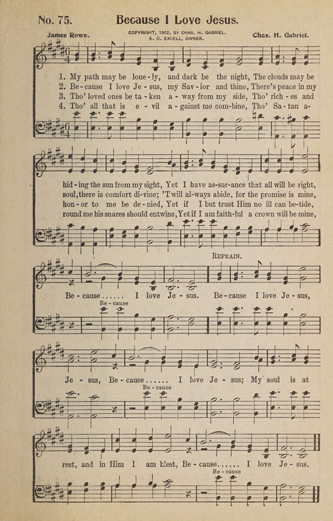 Hosanna in the Highest: a choice selection of beautiful gospel songs for the Sunday school, church, the home, and evangelistic services page 75