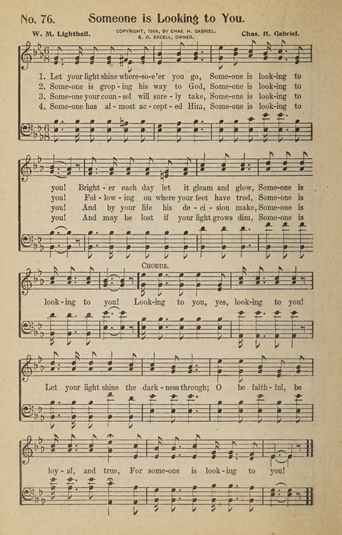 Hosanna in the Highest: a choice selection of beautiful gospel songs for the Sunday school, church, the home, and evangelistic services page 76