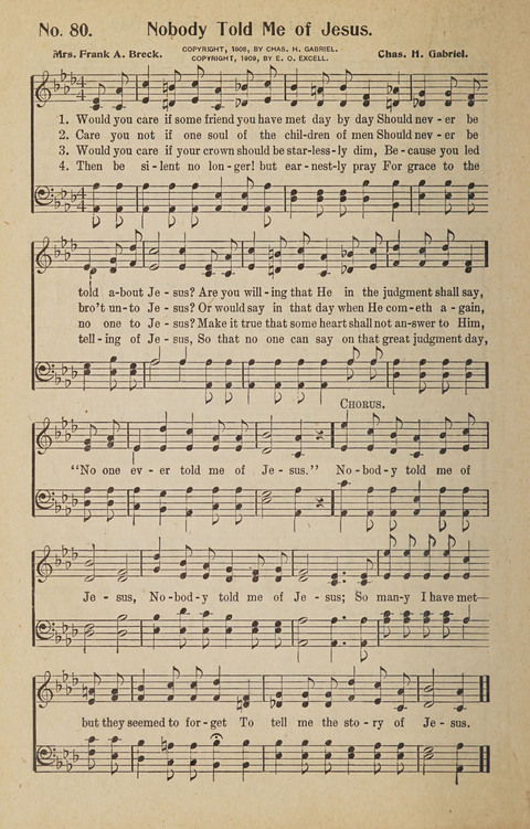 Hosanna in the Highest: a choice selection of beautiful gospel songs for the Sunday school, church, the home, and evangelistic services page 80